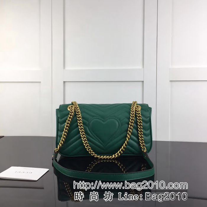 GUCCI古馳原單 新款專櫃品質原單貨實物實拍443497 綠色鏈條單肩斜挎包 HY1081